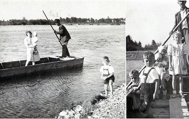 Przeprawa Przez Sołę | Zdjęcia z 1957 r. przedstawiają przeprawę promową przez Sołę na wysokości Nowej Wsi i Hecznarowic. Przewoźnik miał na nazwisko Rusek, mieszkał w Hecznarowicach. Zdjęcie otrzymaliśmy od pana Kazimierza.