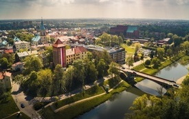 Widok na Stare Miasto w Oświęcimiu i Muzeum Zamek