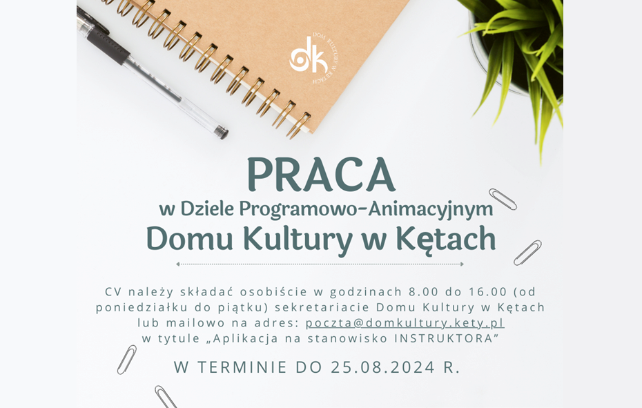 Zdjęcie do Dom Kultury w Kętach szuka instruktora