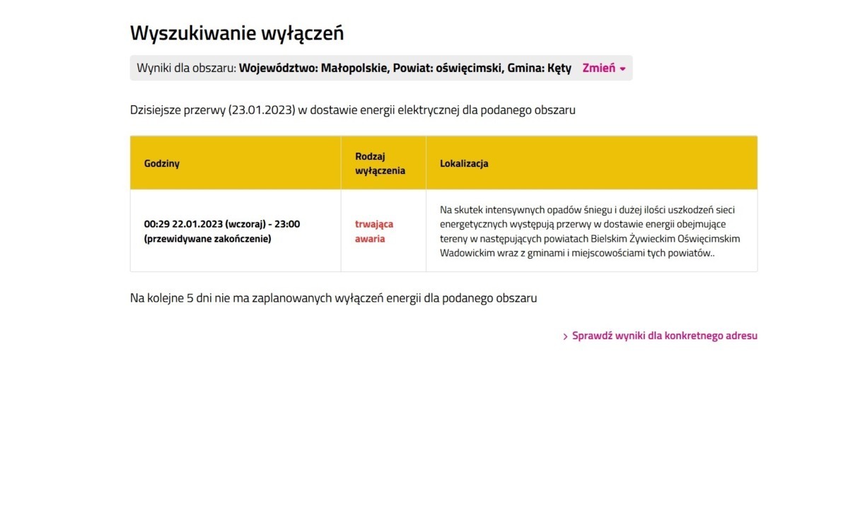 Zdjęcie do Tauron podaje: Awaria prądu potrwa do godz. 23.00 w poniedziałek