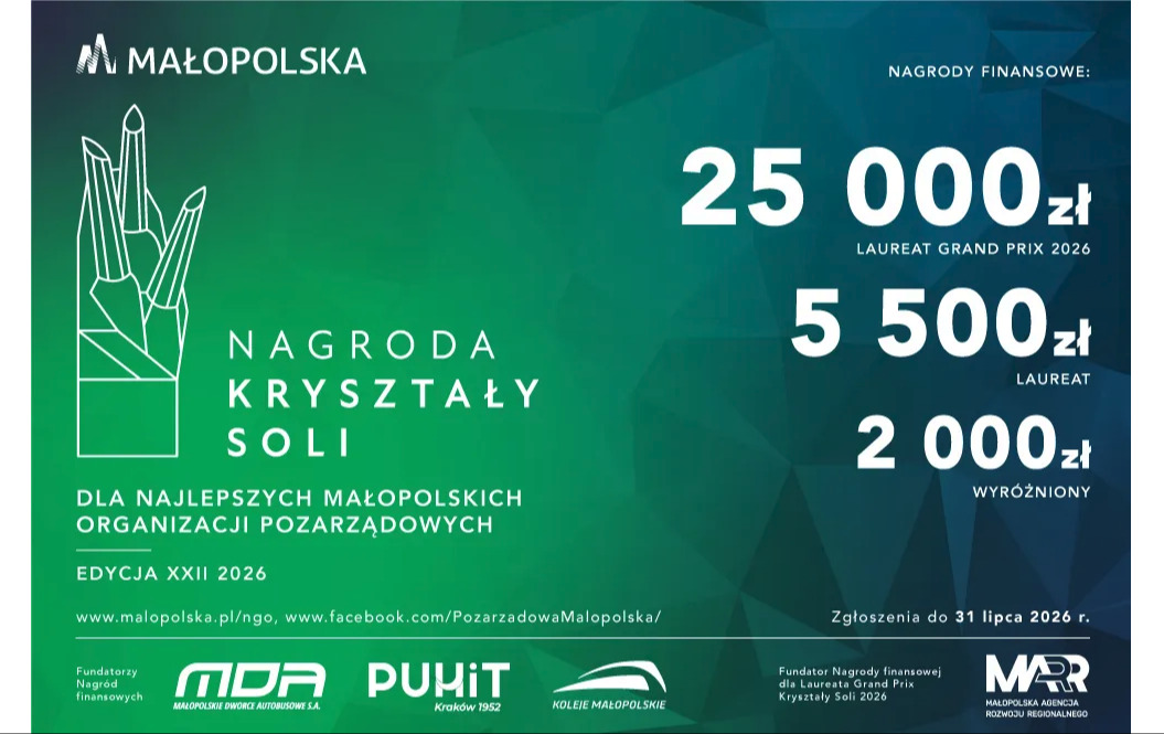 Zdjęcie do KRYSZTAŁY SOLI 2026 dla najlepszych NGO w Małopolsce