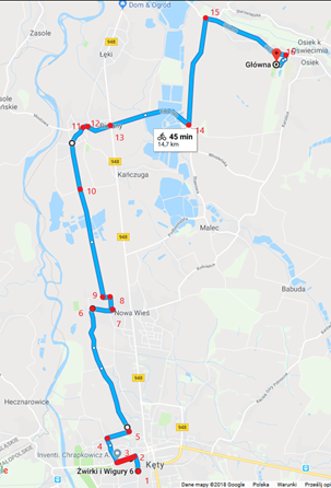 Rodzinny Rajd Rowerowy etap 1 - mapa