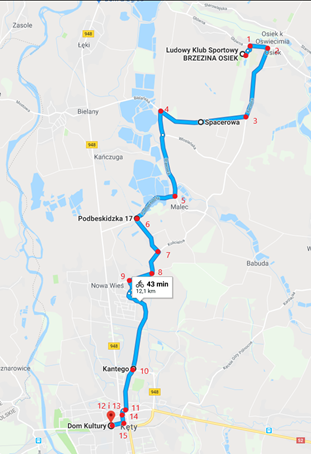 Rodzinny Rajd Rowerowy etap 2 - mapa Rodzinny Rajd Rowerowy etap 2 - mapa