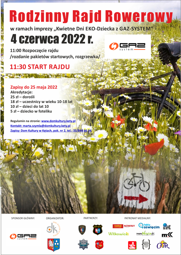 Plakat promujący Rodzinny Rajd Rowerowy Plakat promujący Rodzinny Rajd Rowerowy