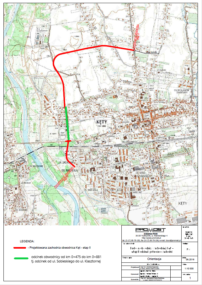 Mapka - obwodnica odc. od ul. Sobieskiego do ul. Klasztornej - II edycja Polski Ład