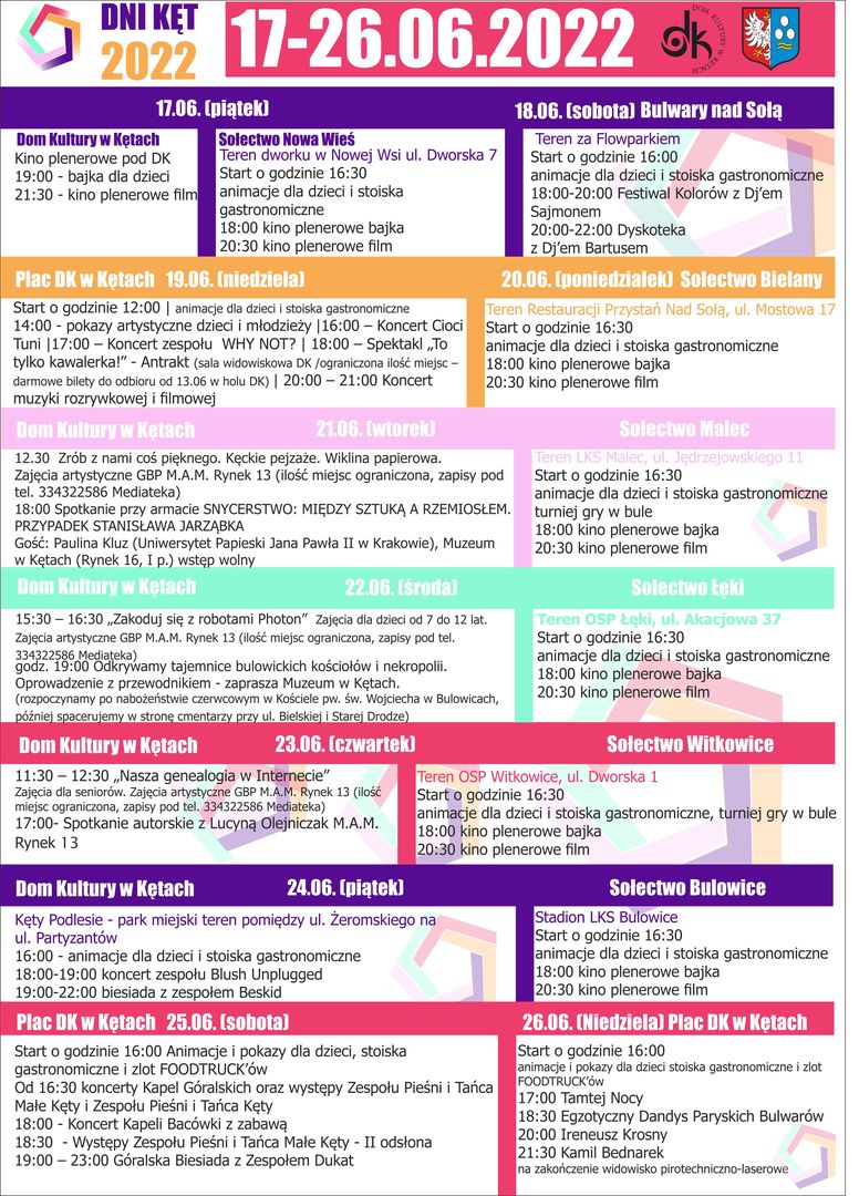 Dni Kęt 2022 - rozkład imprez