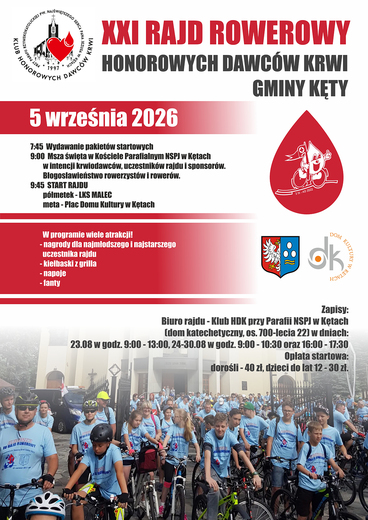 XXI Rajd Rowerowy Honorowych Dawc&oacute;w Krwi Gminy Kęty
