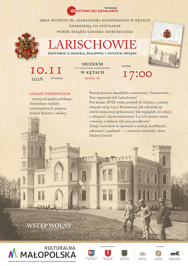 Zaproszenie na spotkanie autorskie pt. "Larischowie: historie z Osieka, Bulowic i innych miejsc" w Muzeum