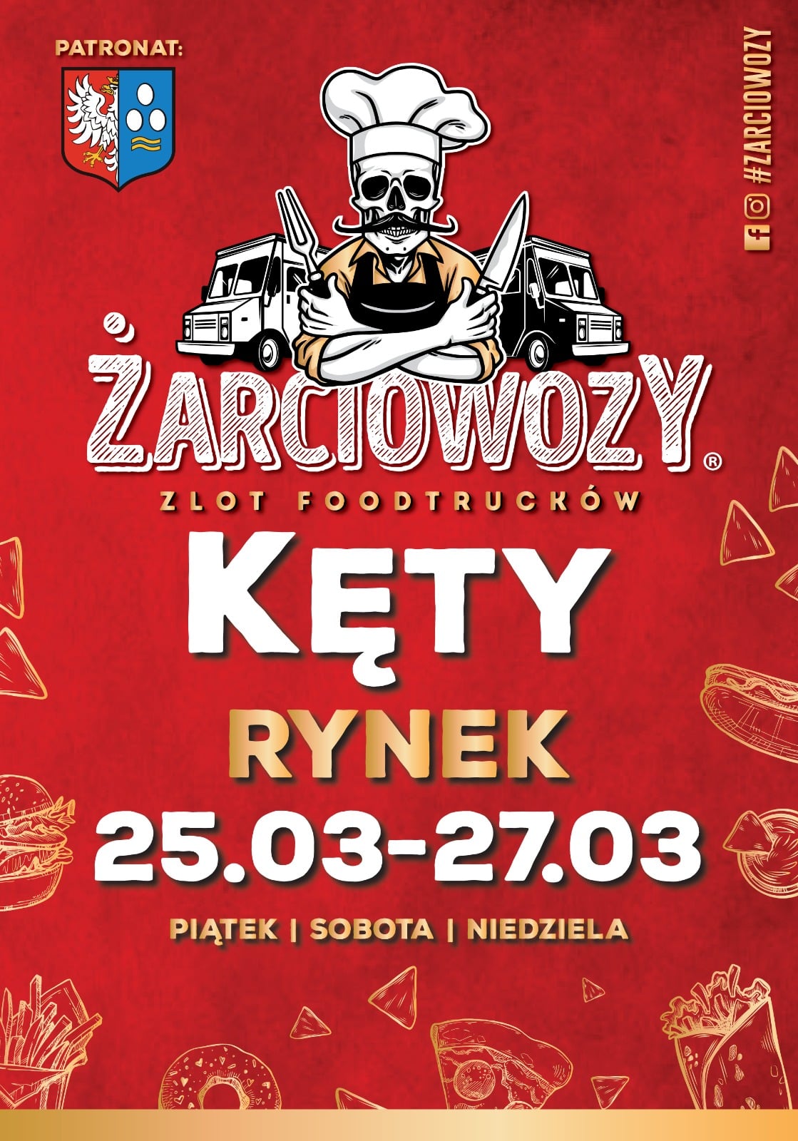 Plakat promujący zlot Żarciowozów w Kętach, data: 25-27 marca 