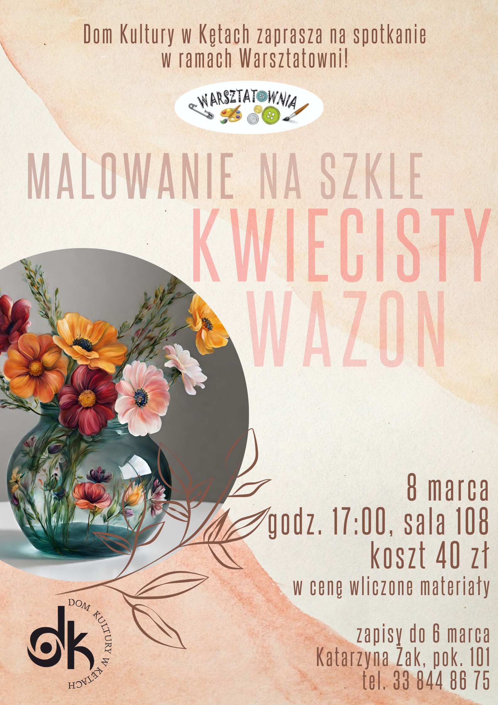 Plakat promujący warsztaty malowania na szkle