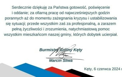 Zdjęcie do Podziękowania dla służb zaangażowanych w akcję przeciwdziałania skutkom ulewnego deszczu