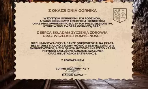 Zdjęcie do Życzenia Burmistrza Gminy Kęty z okazji Dnia G&oacute;rnika