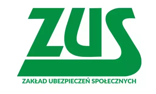 Logotyp Zakładu Ubezpieczeń Społecznych: Duże zielone litery ZUS na białym tle