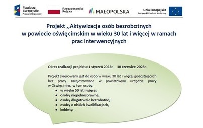 Zdjęcie do Aktywizacja os&oacute;b bezrobotnych w powiecie oświęcimskim w wieku 30 lat i więcej w ramach prac interwencyjnych