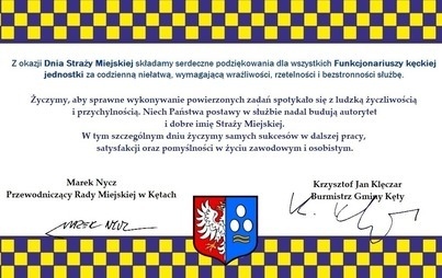 Zdjęcie do Życzenia dla Funkcjonariuszy Straży Miejskiej w Kętach