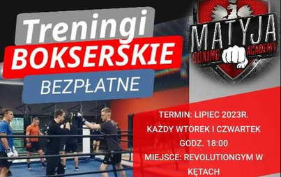 Zdjęcie do Bezpłatne letnie treningi bokserskie dla dzieci i młodzieży z Matyja Boxing Academy