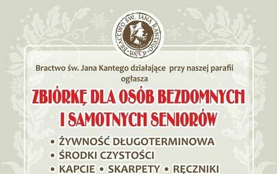 Zdjęcie do Zbi&oacute;rka dla os&oacute;b bezdomnych i samotnych senior&oacute;w