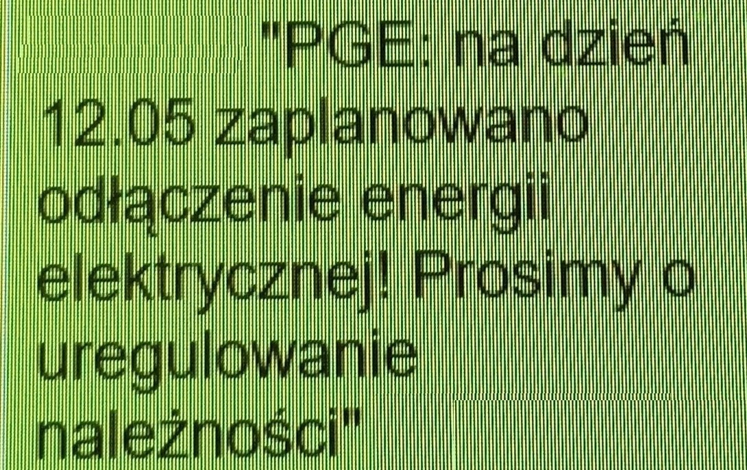 Treść wiadomości sms sugerującej oszustwo