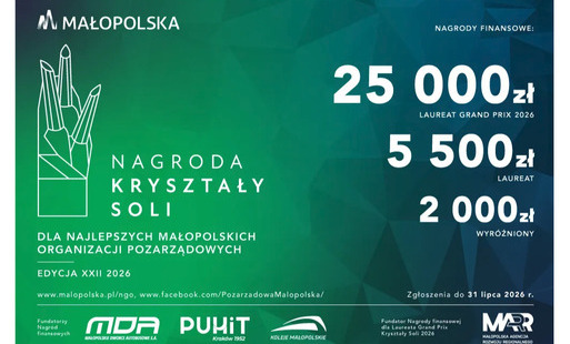 Zdjęcie do KRYSZTAŁY SOLI 2026 dla najlepszych NGO w Małopolsce